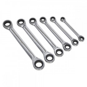 Sealey Double End Ratchet Ring Spanner Set 6pc Metric
