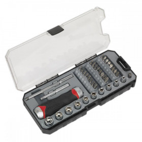 Sealey Fine Tooth Ratchet Screwdriver & Accessory Set 38pc