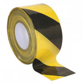 Sealey Hazard Warning Barrier Tape 80mm x 100m Black/Yellow Non-Adhesive