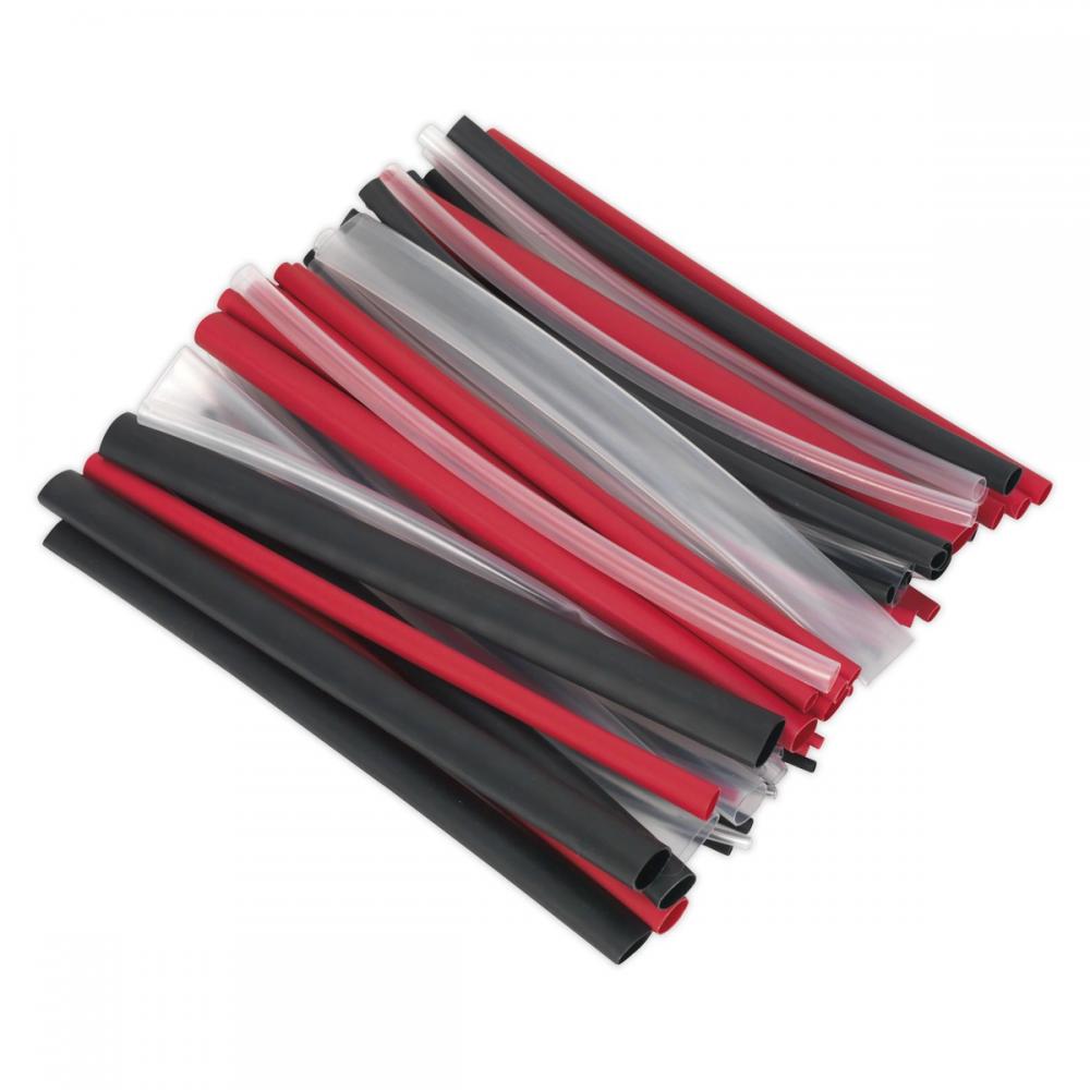 Sealey HSTAL72MC Heat Shrink Tubing Assortment 72Pc Mixed Colours Adhesive Lined 200Mm