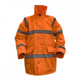 Sealey Hi-Vis Orange Motorway Jacket with Quilted Lining - Large