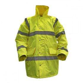 Sealey Hi-Vis Yellow Motorway Jacket with Quilted Lining - Large