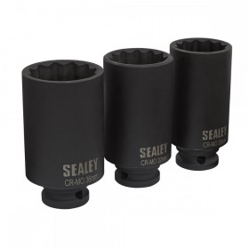 Sealey Impact Hub Nut Socket Set 3pc 12-Point 1/2"Sq Drive