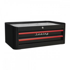 Sealey Mid-Box 2 Drawer Retro Style - Black with Red Anodised Drawer Pulls
