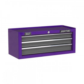 Sealey Mid-Box 3 Drawer with Ball Bearing Slides - Purple/Grey
