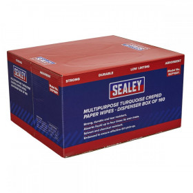 Sealey Multipurpose Paper Wipes in Dispenser Box - Creped Turquoise 69gsm 160 Sheets