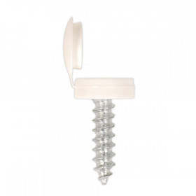 Sealey Numberplate Screw with Flip Cap 4.2 x 19mm White Pack of 50