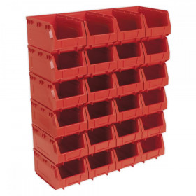 Sealey Plastic Storage Bin 150 x 240 x 130mm - Red Pack of 24