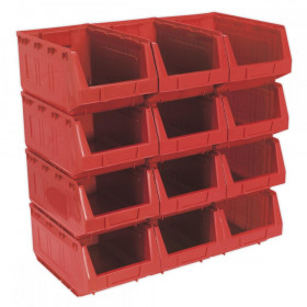 Sealey Plastic Storage Bin 210 x 355 x 165mm - Red Pack of 12