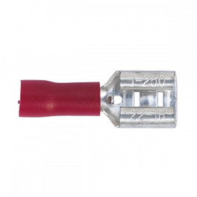 Sealey Push-On Terminal 6.3mm Female Red Pack of 100