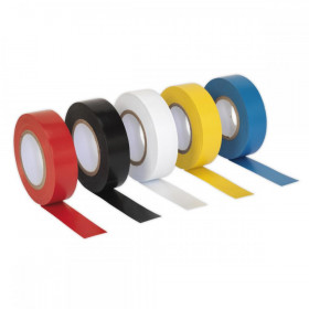 Sealey PVC Insulating Tape 19mm x 20m Mixed Colours Pack of 10