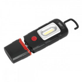 Sealey Rechargeable 360 deg Inspection Lamp 3W COB + 1W LED Black Lithium-Polymer