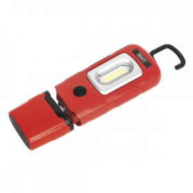 Sealey Rechargeable 360 deg Inspection Lamp 3W COB + 1W LED Red Lithium-Polymer