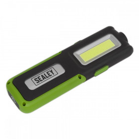 Sealey Rechargeable Inspection Lamp Green 5W COB + 3W LED + Power Bank