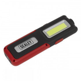 Sealey Rechargeable Inspection Lamp Red 5W COB + 3W LED + Power Bank