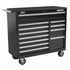 Sealey Rollcab 12 Drawer with Ball Bearing Slides Heavy-Duty - Black
