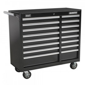 Sealey Rollcab 16 Drawer with Ball Bearing Slides Heavy-Duty - Black