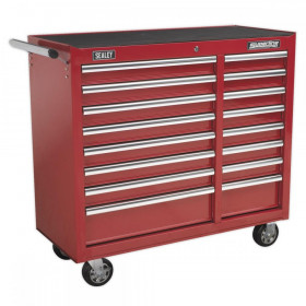 Sealey Rollcab 16 Drawer with Ball Bearing Slides Heavy-Duty - Red