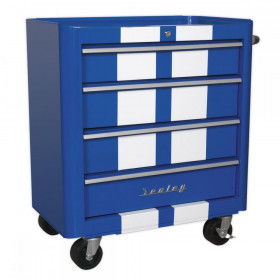 Sealey Rollcab 4 Drawer Retro Style - Blue with White Stripes