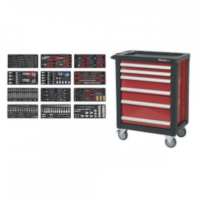 Sealey Rollcab 6 Drawer with Ball Bearing Slides with 298pc Tool Kit