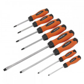 Sealey Screwdriver Set 8pc Hammer-Thru Hi-Vis Orange