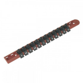 Sealey Socket Retaining Rail with 12 Clips 1/4"Sq Drive