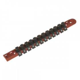 Sealey Socket Retaining Rail with 12 Clips 3/8"Sq Drive