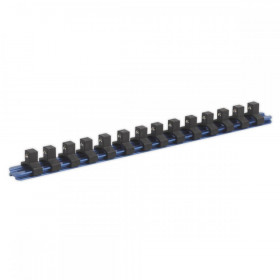 Sealey Socket Retaining Rail with 14 Clips Aluminium 3/8"Sq Drive