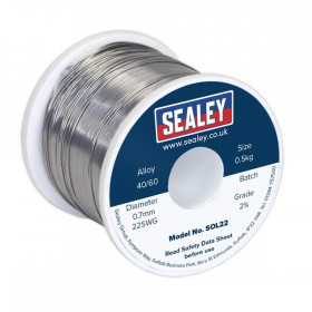 Sealey Solder Wire Quick Flow 2% 0.7mm/22SWG 40/60.5kg Reel