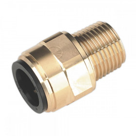 Sealey Straight Adaptor 15mm x 1/2"BSPT Brass (John Guest Speedfit - MM011504N)
