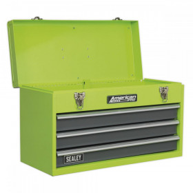 Sealey Tool Chest 3 Drawer Portable with Ball Bearing Slides - Hi-Vis Green/Grey
