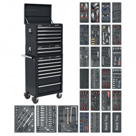 Sealey Tool Chest Combination 14 Drawer with Ball Bearing Slides - Black & 1179pc Tool Kit