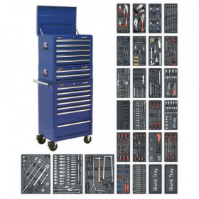 Sealey Tool Chest Combination 14 Drawer with Ball Bearing Slides - Blue & 1179pc Tool Kit