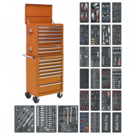 Sealey Tool Chest Combination 14 Drawer with Ball Bearing Slides - Orange & 1179pc Tool Kit