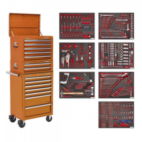 Sealey Tool Chest Combination 14 Drawer with Ball Bearing Slides - Orange & 446pc Tool Kit