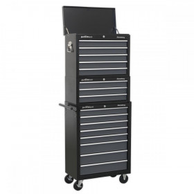 Sealey Tool Chest Combination 16 Drawer with Ball Bearing Slides - Black/Grey