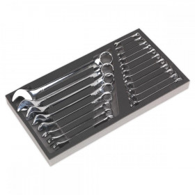 Sealey Tool Tray with Combination Spanner Set 19pc - Metric