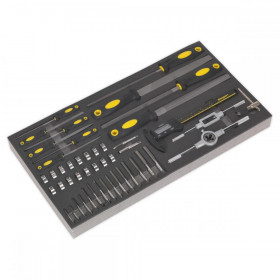 Sealey Tool Tray with Tap & Die, File & Caliper Set 48pc
