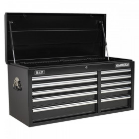 Sealey Topchest 10 Drawer with Ball Bearing Slides Heavy-Duty - Black