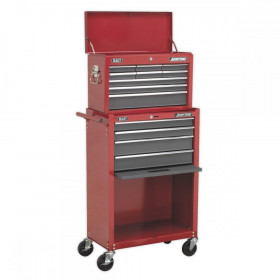 Sealey Topchest & Rollcab Combination 13 Drawer with Ball Bearing Slides - Red/Grey