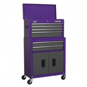 Sealey Topchest & Rollcab Combination 6 Drawer with Ball Bearing Slides - Purple/Grey
