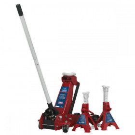 Sealey Trolley Jack 3tonne Standard Chassis with Axle Stands (Pair) 3tonne Capacity per Stand