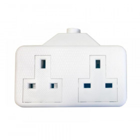 SMJ White Trailing Extension Socket 13A 2-Gang
