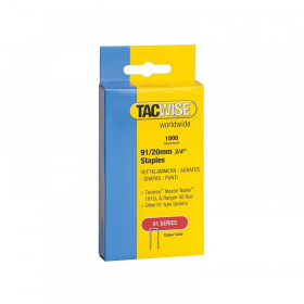 Tacwise 91 Narrow Crown Staples 20mm - Electric Tackers (Pack 1000)