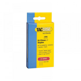 Tacwise 91 Narrow Crown Staples 25mm - Electric Tackers (Pack 1000)