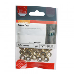 TIMco Surface Screw Cup - E/Brass To fit 10 Gauge Screws TIMpac 50