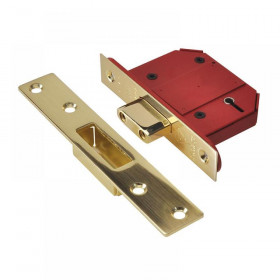 Union StrongBOLT 2100S BS 5 Lever Mortice Deadlock 68mm 2.5in Satin Brass Visi