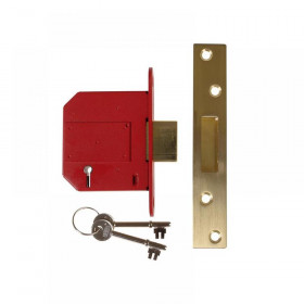 Union StrongBOLT 2100S BS 5 Lever Mortice Deadlock 81mm 3in Satin Brass Visi