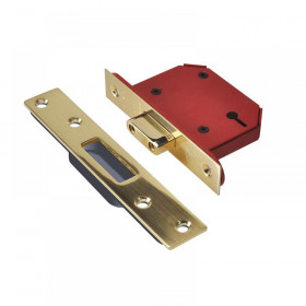 Union StrongBOLT 2103S 3 Lever Mortice Deadlock Polished Brass 68mm 2.5in Visi