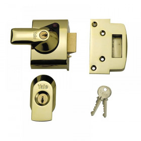 Yale Locks BS2 Nightlatch British Standard Lock 40mm Backset Brasslux Finish Visi